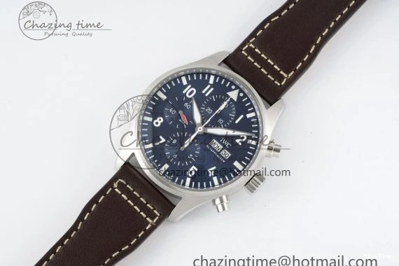 MIROTIME 0323 Pilot Chrono SS AZF 1:1 Best Edition Blue Dial on Brown Leather Strap A TimelessDesign 7060